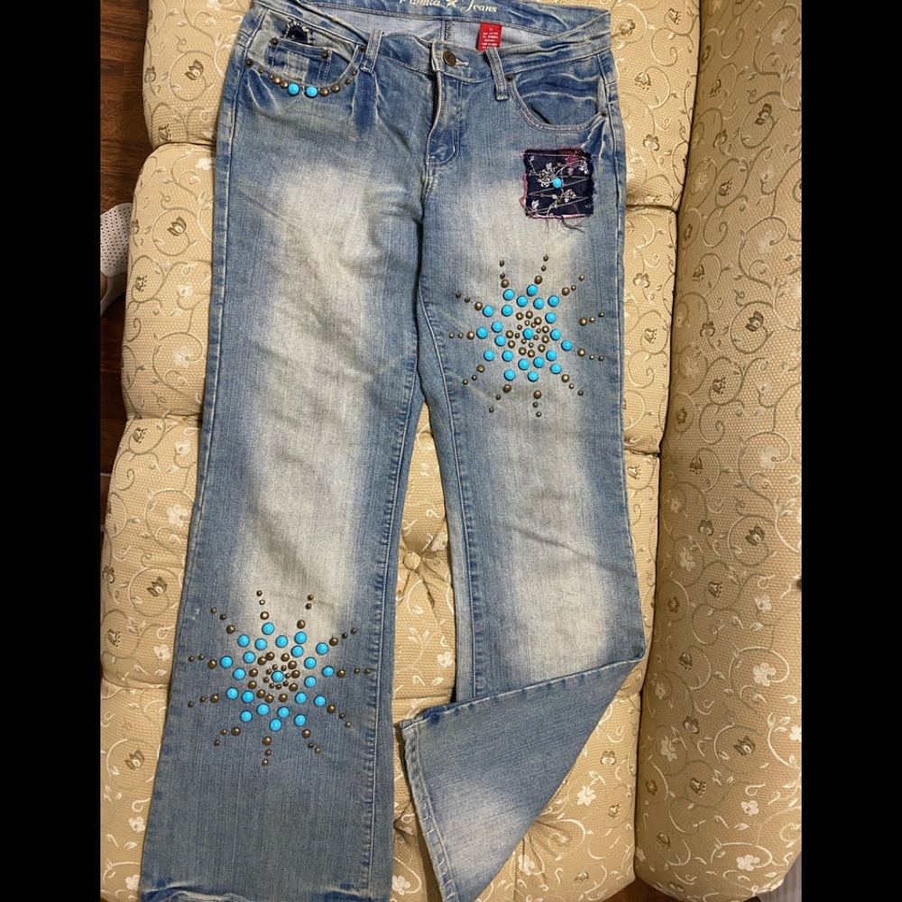 Vintage jeans with turquoise studs